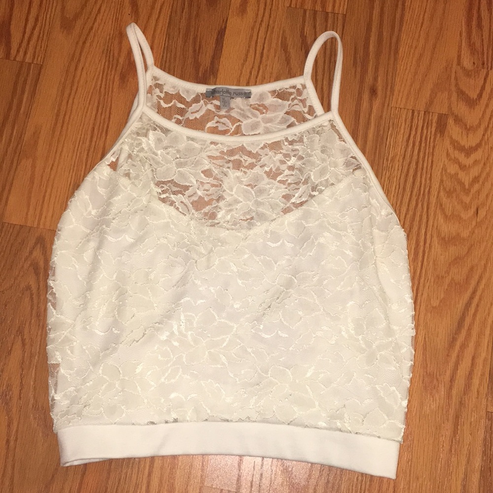 White Lace Charlotte Russe Crop Top
